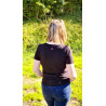 T-shirt -basique- Noir- Femme - adulte - broderie rose- Mes petits persoo