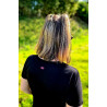 T-shirt -basique- Noir- Femme - adulte - broderie rose- Mes petits persoo