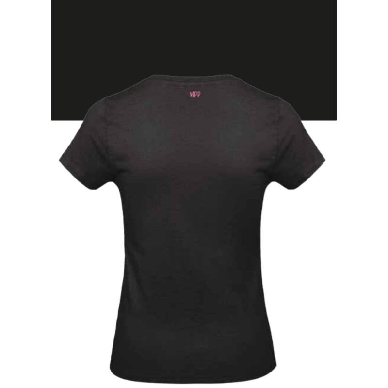 T-shirt -basique- Noir- Femme - adulte - broderie rose- Mes petits persoo