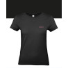T-shirt -basique- Noir- Femme - adulte - broderie rose- Mes petits persoo