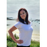 T-shirt -basique- Blanc- Femme - adulte - broderie rose- Mes petits persoo