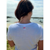 T-shirt -basique- Blanc- Femme - adulte - broderie rose- Mes petits persoo