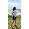 T-shirt -basique- Blanc- Femme - adulte - broderie rose- Mes petits persoo