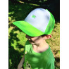 Casquette -blanche - vert fluo- enfant - broderie verte- Mes petits persoo