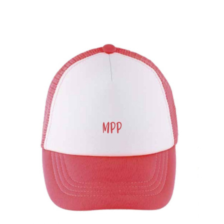 Casquette - blanche - Rose- fluo - enfant - broderie Rose- Mes petits persoo