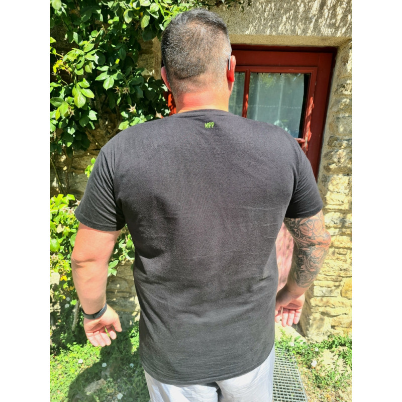 T-shirt -basique- noir- homme - adulte - broderie verte- Mes petits persoo