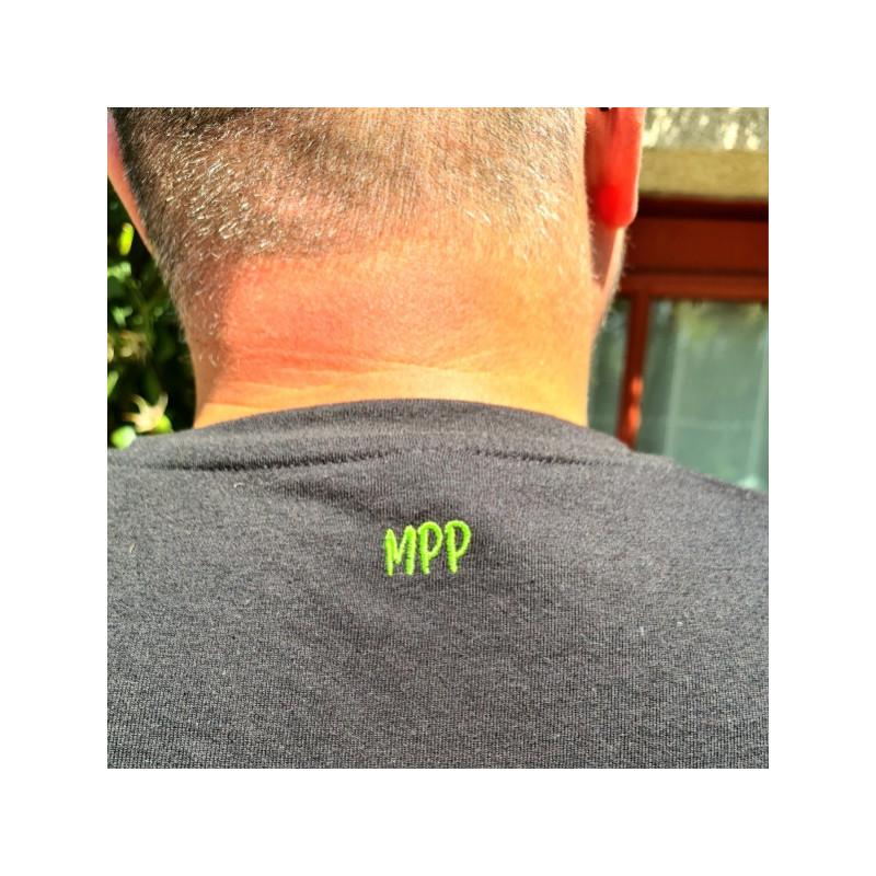 T-shirt -basique- noir- homme - adulte - broderie verte- Mes petits persoo