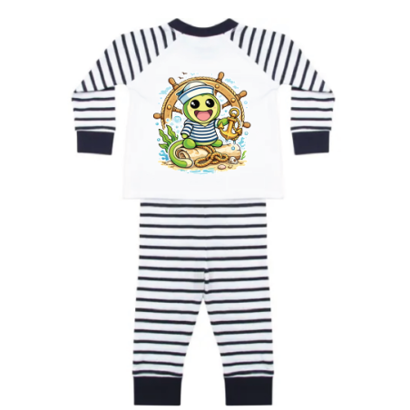 ensemble pyjama rayé marin - bleu - bébé - manches et pantalon rayé - initial MPP - Mes petits persoo