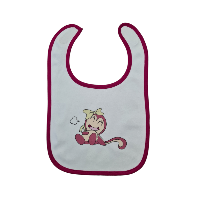 Bavoir mimi - Fushia - Blanc - Personnalisé - Mes petits persOo