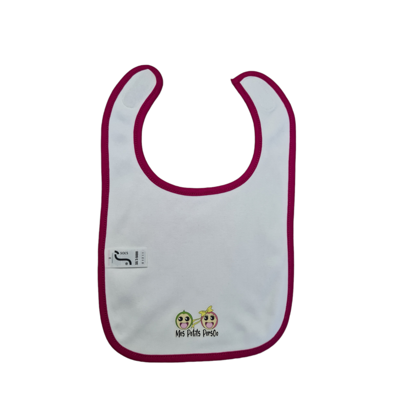 Bavoir mimi - Fushia - Blanc - Personnalisé - Mes petits persOo