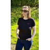 T-shirt -basique- Noir- Femme - adulte - broderie rose- Mes petits persoo